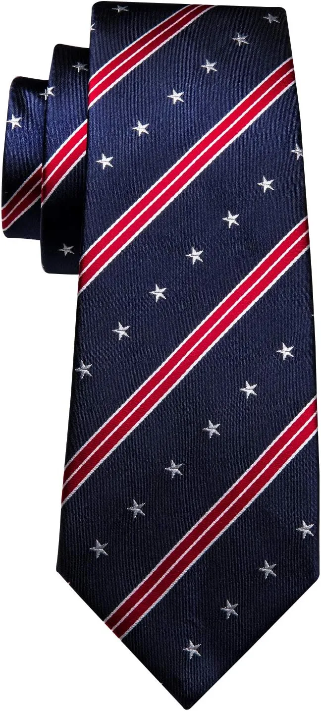 Barry.Wang Fun Animal Ties for Men Designer Handkerchief Cufflink WOVEN Casual Necktie Set Festival