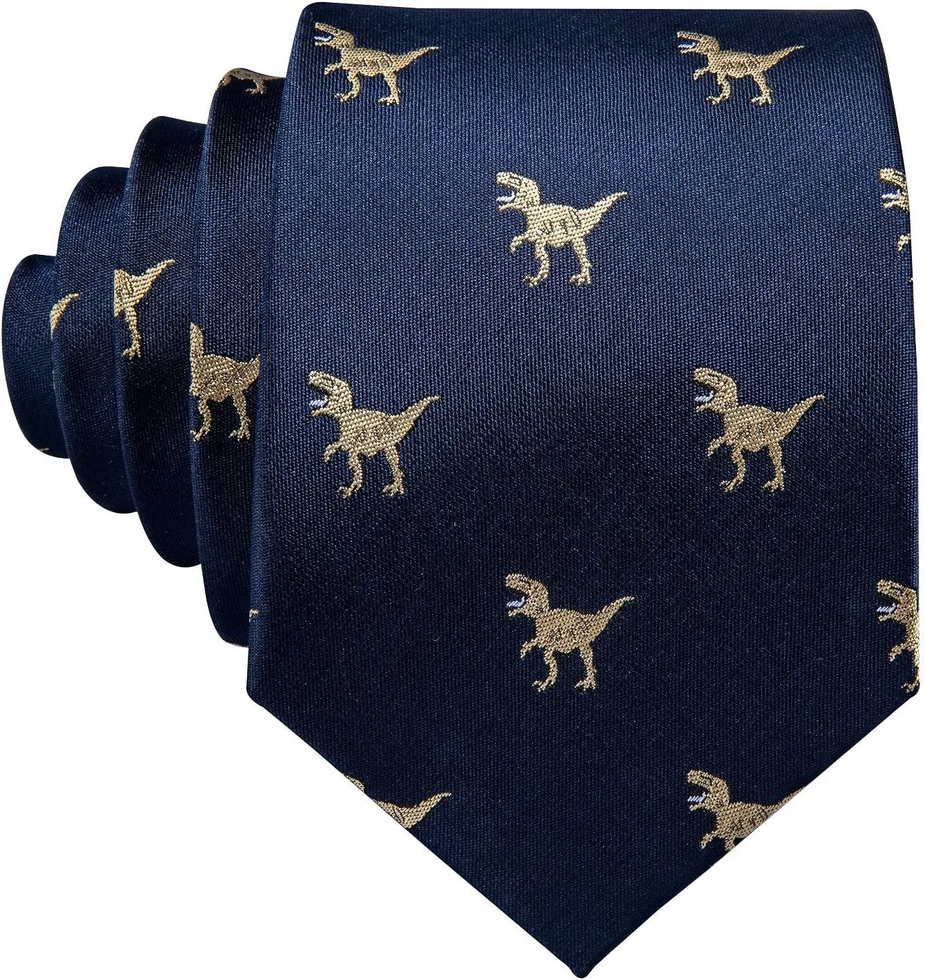 Barry.Wang Fun Animal Ties for Men Designer Handkerchief Cufflink WOVEN Casual Necktie Set Festival