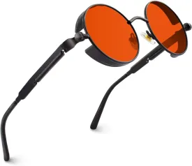 CGID Retro Steampunk Round Polarized Sunglasses Men Womens Metal Circle Frame UV400 Protection E72
