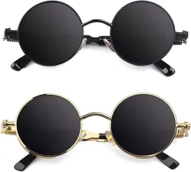 CGID Retro Steampunk Round Polarized Sunglasses Men Womens Metal Circle Frame UV400 Protection E72