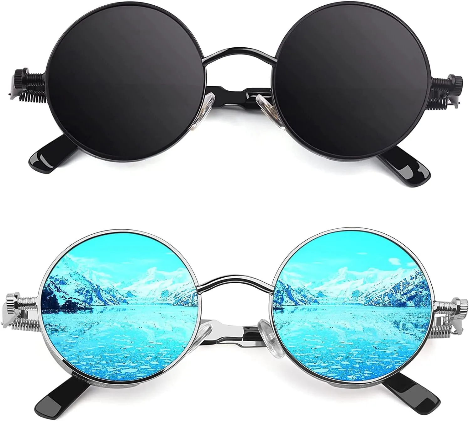 CGID Retro Steampunk Round Polarized Sunglasses Men Womens Metal Circle Frame UV400 Protection E72