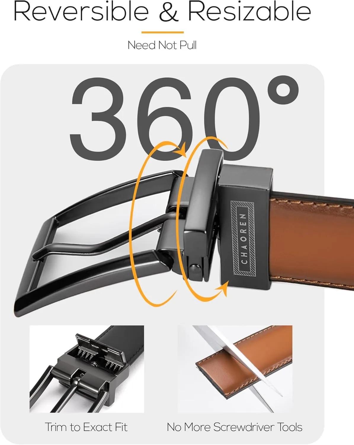 CHAOREN Boys Belt, Most Size Kids 1 1/4" Dress Reversible Belt for Youth - One Leather Belt Two Style