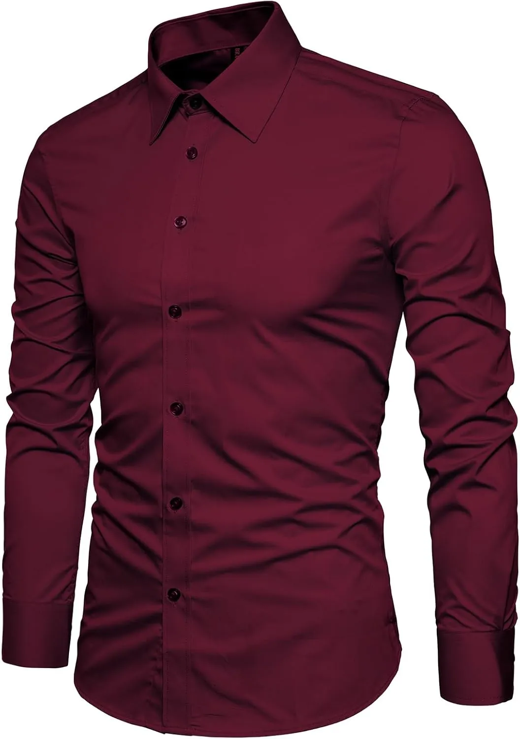 Manwan walk Men's Slim Fit Business Casual Cotton Long Sleeves Solid Button Down Dress Shirts