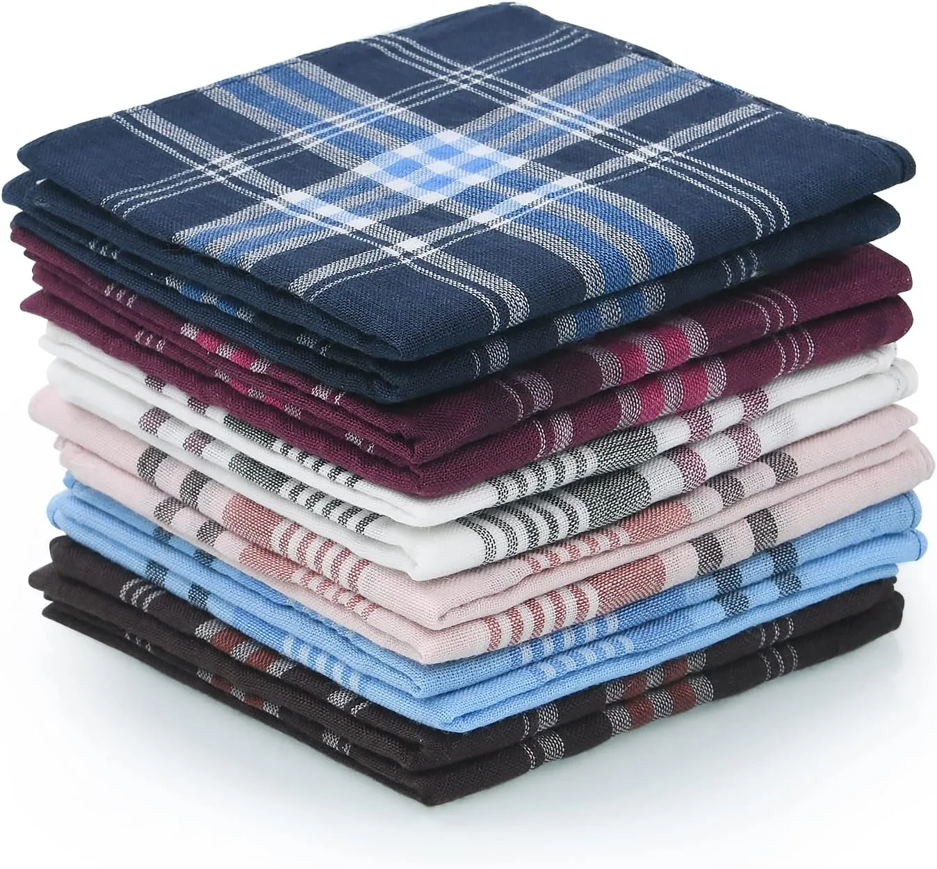 Men's Handkerchiefs, 12 Pack Gents Hankies, Mens Premium Handkerchiefs Cotton White Pocket Square Hanks for Men Women