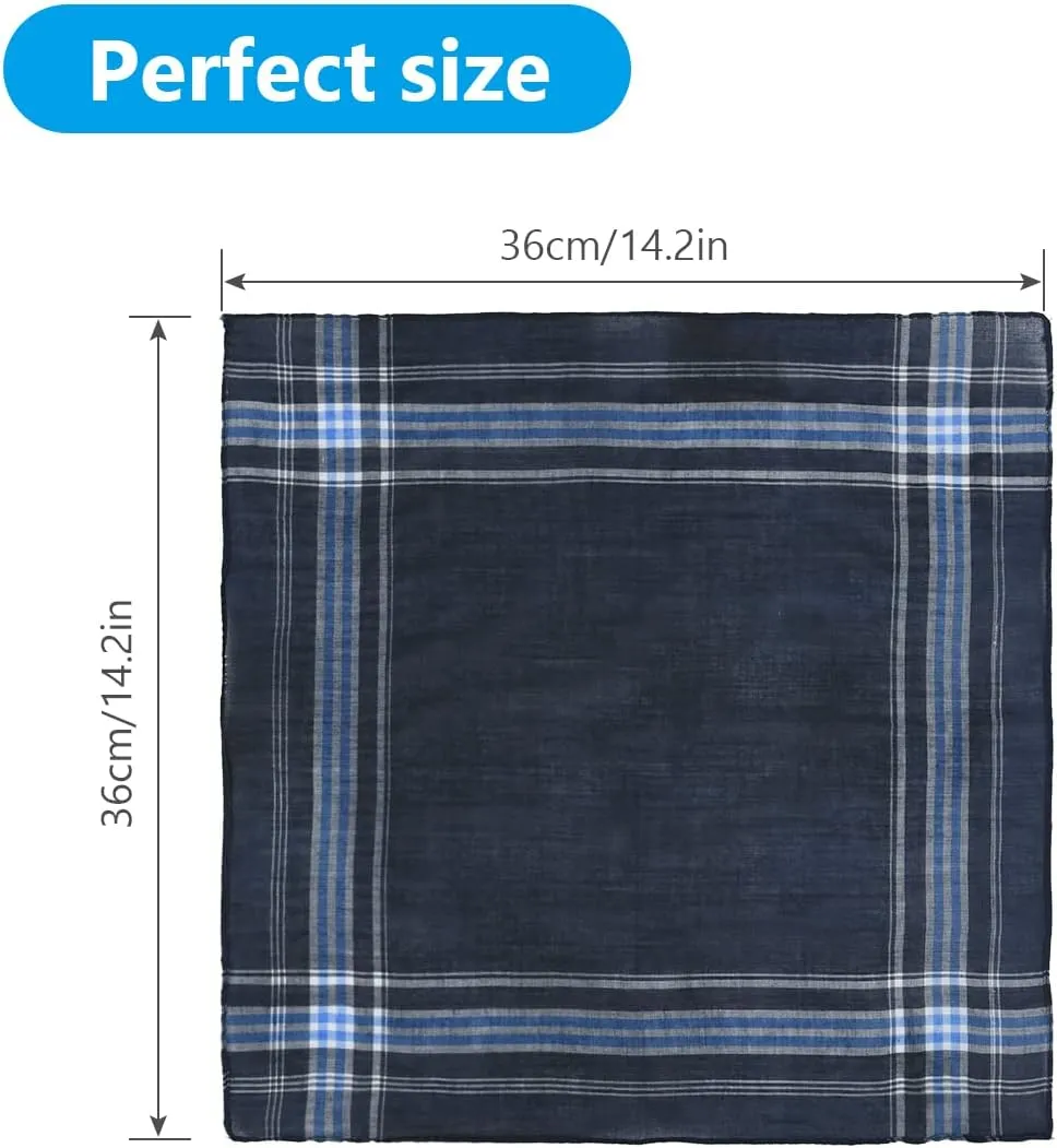 Men's Handkerchiefs, 12 Pack Gents Hankies, Mens Premium Handkerchiefs Cotton White Pocket Square Hanks for Men Women