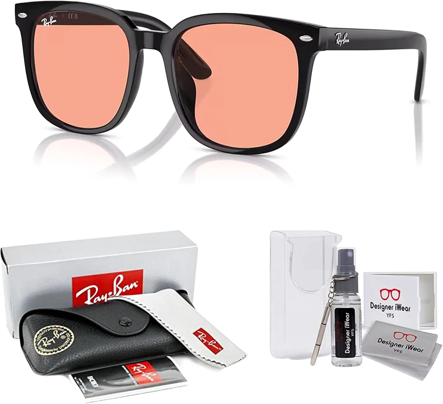 Ray-Ban RB4401D Square Sunglasses for Men for Women   BUNDLE With Designer iWear Complimentary Eyewear Kit