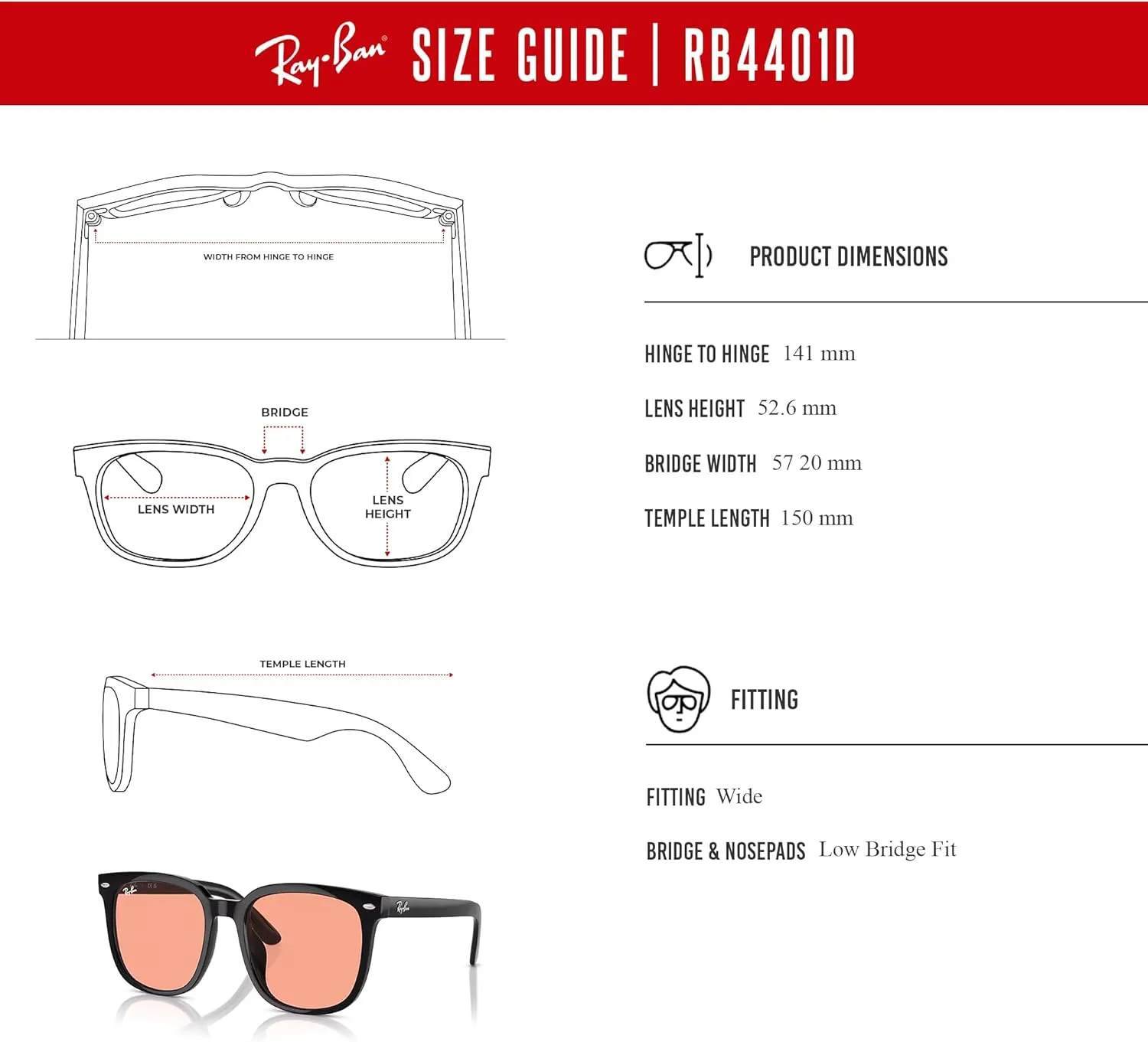 Ray-Ban RB4401D Square Sunglasses for Men for Women   BUNDLE With Designer iWear Complimentary Eyewear Kit