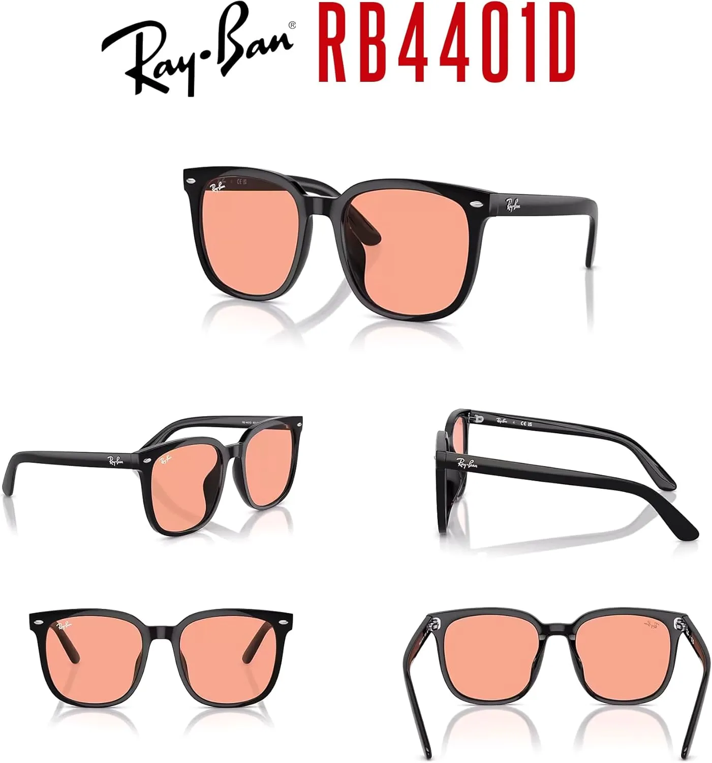 Ray-Ban RB4401D Square Sunglasses for Men for Women   BUNDLE With Designer iWear Complimentary Eyewear Kit