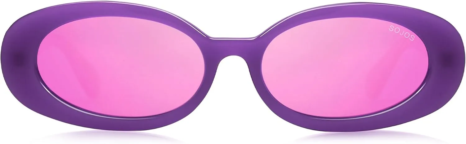 SOJOS Ocean Collection Retro Oval Polarized Sunglasses for Women Men Vintage Recycled Plastic Frame Eco-Friendly, Sunlight