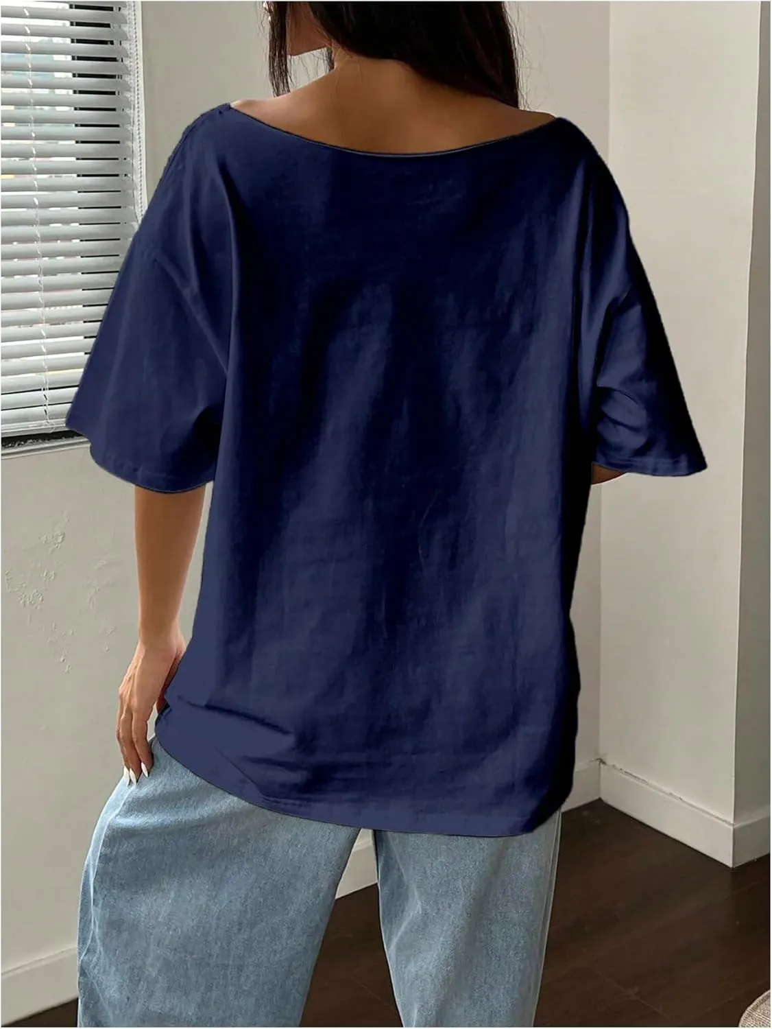 Women's Off The Shoulder Tops Floral Graphic Oversized Tshirts Shirts Y2k Summer Tops Trendy