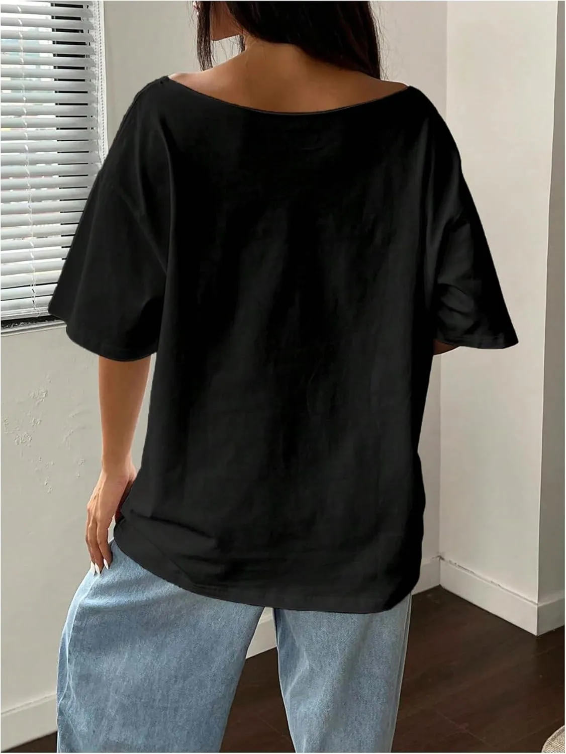 Women's Off The Shoulder Tops Floral Graphic Oversized Tshirts Shirts Y2k Summer Tops Trendy
